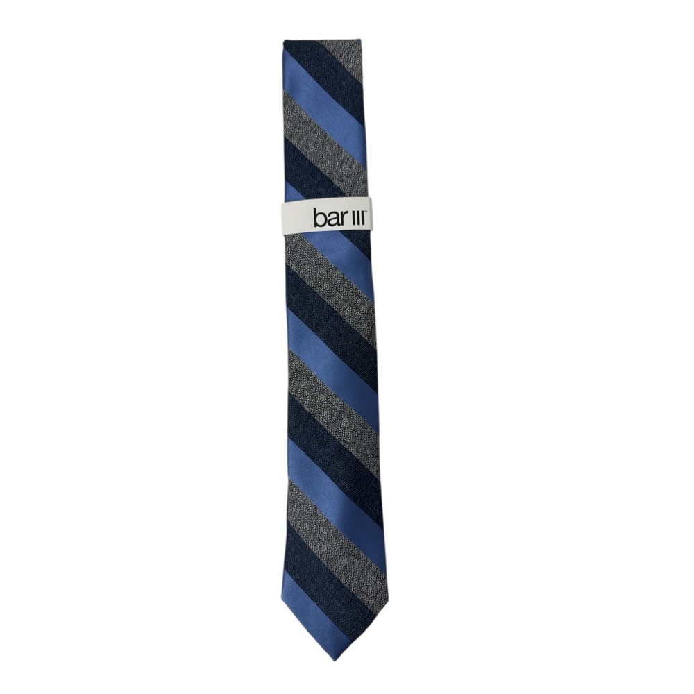 BAR III Navy and Gray Diagonal Striped Tie